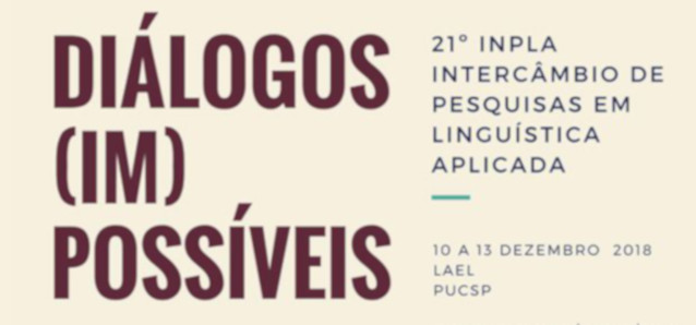 21º Intercâmbio de Pesquisas em Linguística Aplicada. São Paulo (Brasil)