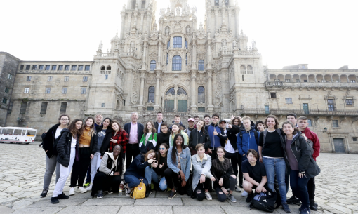 O alumnado de galego do instituto londiniense Cañada Blanch chega a Santiago na súa ‘Viaxe da lingua’